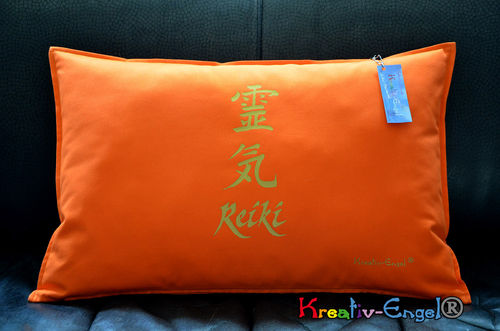 Wohlfühl Kissen orange Reiki gold 40x60cm