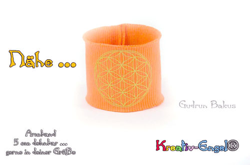 Armband 5cm orange Blume des Lebens, gold