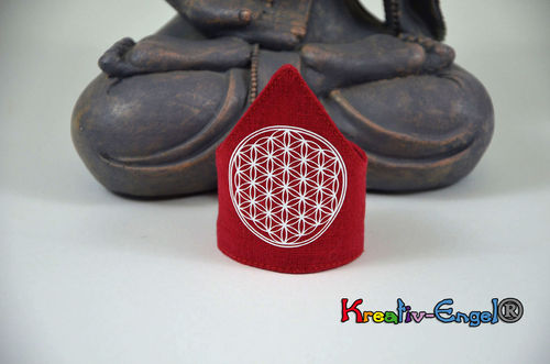Armband mit Pyramidenspitze rot, Blume des Lebens